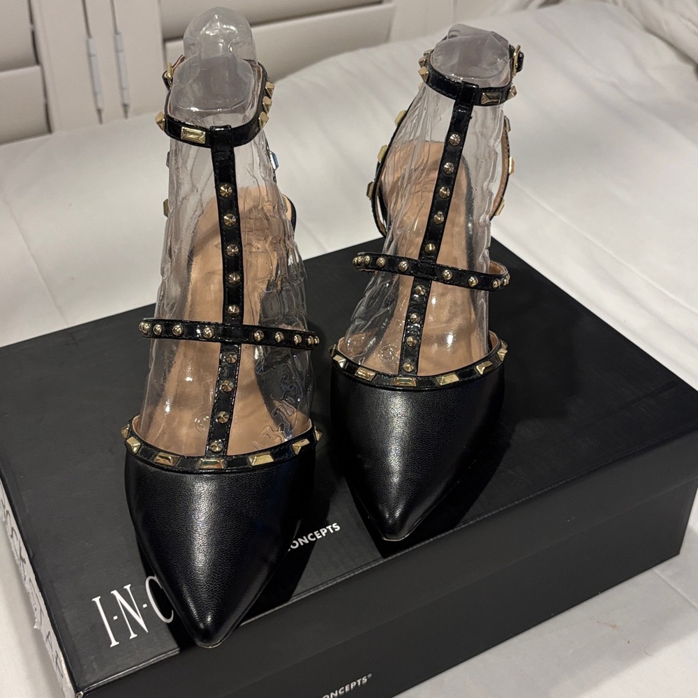 INC International Concepts Black Strappy Heels. Rockstar.